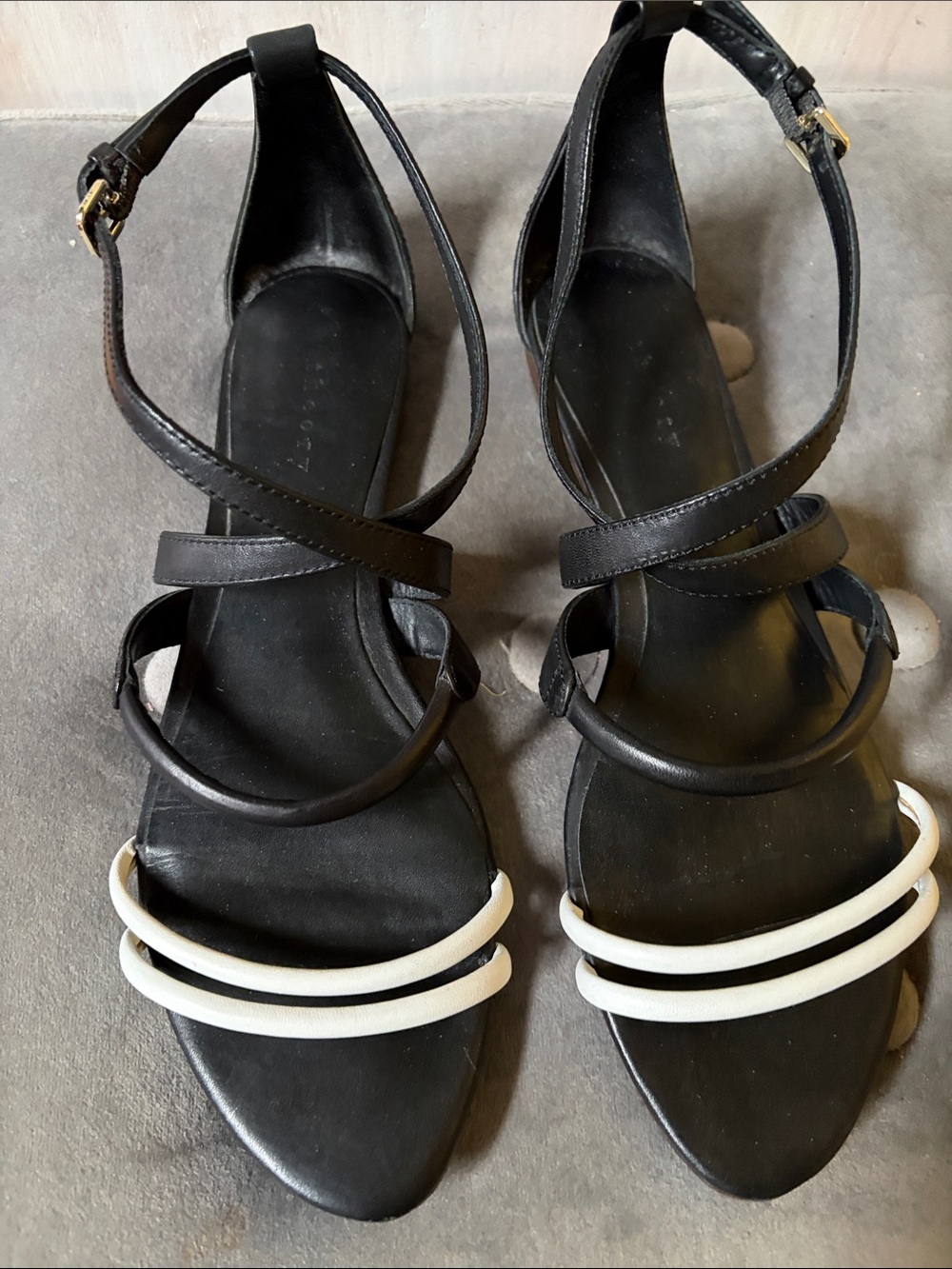 Theory Black and White Strappy Women’s Sandals